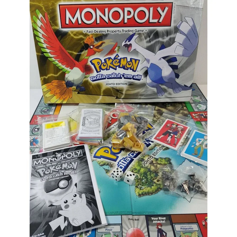 Monopoly Pokemon Johto Edition Board Game Complete 2016 Hasbro